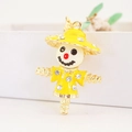 Porte-clés épouvantail mignon en émail jaune avec des strass étincelants et métal doré - Jaune