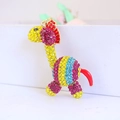 Creative giraffe keychain with colorful crystals and gold metal finish for women - Multicolor (Main Image)