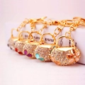 Colorful rhinestone handbag keychains set with vibrant crystals and gold finish - Random Color