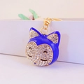 Königsblauer Fuchs-Schlüsselanhänger mit weißen Kristallen und Goldverzierung für Taschen - Gewicht 59.3g Länge 10.1*4.4CM / Dunkelblau