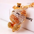Simpatico portachiavi orsetto dorato con cristalli champagne e cappello a cilindro - Peso 66,1 g Lunghezza 12,2 * 4 cm / Oro