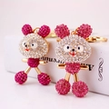 Sparkling crystal mouse keychains with rhinestones and gold rings on white decor - 55.2g, Length 13x3.5cm / Random Color