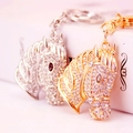 Sparkling rhinestone horse head keychain in gold and silver set with elegant metal finish - Random Color