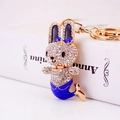 Portachiavi coniglietto sirena in strass blu e metallo dorato con moschettone - 1 Pezzo / Blu
