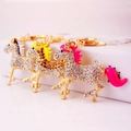 Sparkling crystal horse keychains in pink, yellow, and black for women's handbags - Individual Packaging / Random Color