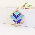 Blauer Rosen-Schlüsselanhänger mit Strasssteinen und Gold-Emaille für Damenhandtaschen - Einzelverpackung / Dunkelblau