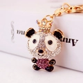 Luxury panda keychain with rhinestone crown and golden clasp for women's handbag accessory - Individual OPP Bag Packaging / Purple