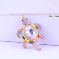 Kleurrijke emaille schildpad sleutelhanger met kristal en gouden plating - Individuele Verpakking (14cm) / Meerkleurig