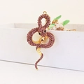 Portachiavi serpente dorato con strass rosa e occhi di gemma nera - Confezione singola in busta OPP / Viola