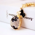 Porte-clés sac à monnaie créatif avec strass brillants et fleur en émail noir chic - Noir