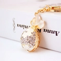 Porte-clés brillant en forme de bonbon avec strass et détails en émail blanc - Blanc