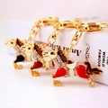 Sparkling crystal horse keychain set with rhinestone enamel in gold finish for handbags - Random Color