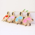 Porte-clés tortue en strass étincelants en quatre couleurs avec métal doré et émail - Couleur Aléatoire
