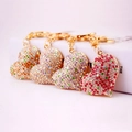 Portachiavi a cuore con strass colorati e placcatura in oro per chiavi dell'auto da donna - Colore Casuale