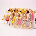 Sparkling crystal horse keychain with colorful enamel mane and golden alloy clasp charm - Individual Packing (Single Bag) / Random Color