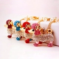 Porte-clés caniche en cristal étincelant avec nœuds dorés élégants en plusieurs couleurs - Couleur Aléatoire