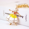 Portachiavi ballerina in lega dorata con strass e dettagli in smalto giallo - Oro