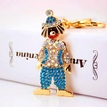 Portachiavi clown creativo con cristalli colorati e placcatura oro su libro - Confezione singola in busta OPP / Blu