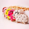 Cute sheep keychain with sparkling rhinestones and colorful enamel for women handbags - Multicolor Random