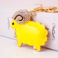 Portachiavi pecora giallo scintillante con strass, placcatura oro e ciondolo smalto - Giallo