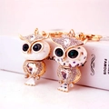 Porte-clés hibou en coquillage avec strass brillants et pierre précieuse en cœur - Style Doré (Couleur Aléatoire)