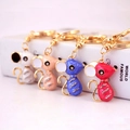 Porte-clés mignon en forme de souris émaillée avec peinture nacrée et strass brillants - Couleur Aléatoire