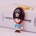 British royal guard crystal keychain with sparkling blue uniform and rhinestone details - Random Color / Blue