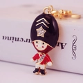 Creative crystal royal guard keychain with red enamel and star rhinestone accents - Random Color / Red