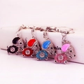 Porte-clés chien en strass colorés rouge, bleu, rose et noir pour sacs à main - Multicolore/Style 1