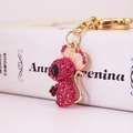 Portachiavi con topo di cristallo, strass rosa e placcatura in oro su un libro - Rosa (Come immagine)