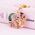 Portachiavi a elefante dorato con strass bianchi e smalto verde per borsa da donna - Verde