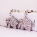 Lot de porte-clés éléphant en cristal étincelant avec finition en métal argenté - Emballage Individuel / Couleur Aléatoire