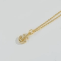 Golden anchor pendant necklace with sparkling micro-pave zircons and thin O-chain - Zirconia Anchor (MA1-2)