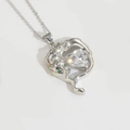 Leoparden-Halskette in Silber mit herzförmigem Zirkonia und grünen Edelstein-Augen - Weiße Zirkonia Leopard (Silber)