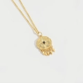 Collier avec pendentif soleil doré, pierre noire et détails en zircone cubique - Pompon en zircone noir XL4133-4MA1-4
