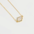 Collier minimaliste en or avec pendentif flocon de neige en zircon et incrustation de nacre - Paume MA1-4