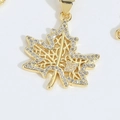 Exquisite 14k gold maple leaf pendant necklace featuring sparkling zircon pave settings - Maple Leaf (MA1-4)