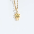Exquisite gold necklace with a little girl pendant featuring yellow zircon inlay - Yellow
