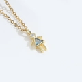 Exquisite gold little girl pendant necklace with blue and white zircon inlays - Blue