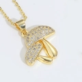Exquisite 14k gold-plated mushroom pendant necklace with sparkling zircon pavé - Mushroom (MA1-4)