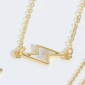 14k gold plated lightning bolt pendant necklace with white shell inlay for women - Lightning (MA1-4)