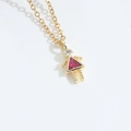 Exquisite gold necklace featuring a dainty girl pendant with red and clear zircon stones - Rose Red