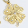 Exquisite 14k gold-plated four-leaf clover pendant necklace with cubic zirconia inlay - Clover (MA1-4)