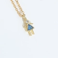 Golden girl pendant necklace featuring a blue triangle gem and sparkling zircon inlay - Sky Blue