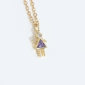 Delicate gold girl pendant necklace with purple zircon stone on a fine chain - Purple