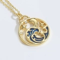 Goldkette mit Stern, Mondsichel und blauem Emaille-Wellen-Anhänger sowie Zirkon-Steinen - Hohler Mond-Stern-Stil (XL3440-4MA1-4)