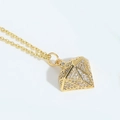 Collier chauve-souris doré chic avec zircons cubiques pour look d'Halloween - Style Losange Doré