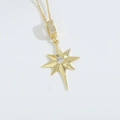 Elegante collana dorata con stella polare, gemma trasparente e cauzione scintillante - Ottagramma Oro XL4085-5