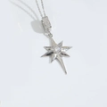 Collana in argento con ciondolo a stella ottagonale e pietra centrale lucida - Ottagramma Argento XL4085-6