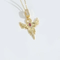 Collana ala di fenice dorata con pietra marquise rossa e zirconi scintillanti - Zirconia Rossa XL4085-3
